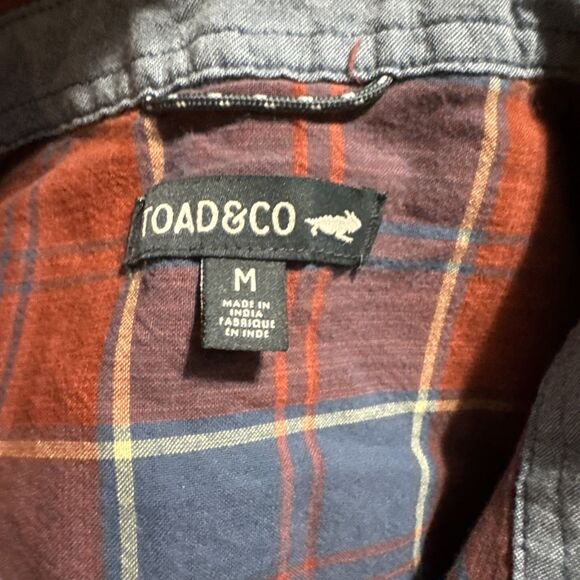 Toad & Co Men’s Medium Plaid Short Sleeve Button Up Casual Shirt BlueRed RN40733 - Picture 3 of 8